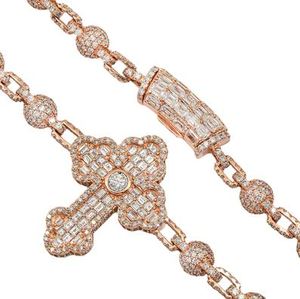 Collier pour homme en argent sterling 925, chaîne cubaine baguette avec moissanite VVS, or 14 carats, véritable testeur, solide, passe, perles - Product Image 2