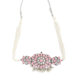Gargantilla de Perlas Rosa Oxidadas con Cuerda de Moti, Joyería Elegante para Bodas - Product Image 3