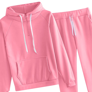 Conjunto deportivo de sudadera con capucha rosa y pantalones jogger para mujer, ropa deportiva informal de invierno, fabricante mayorista, logotipo personalizado OEM - Product Image 5