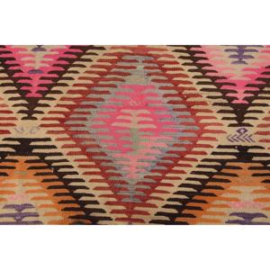 Alfombra Turca Vintage, Alfombra de 5.8x8.3 pies, Alfombra de Lana con Estampado Animal en Naranja y Rosa - Product Image 3