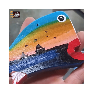 Maverick Wooden Fish Decor: Unfinished Pine <b>Wood</b>, Hand-Carved, Perfect Gift From Vietnam - Product Image 1