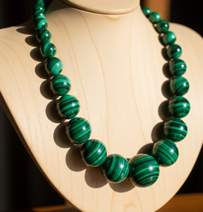 Fabriqué à la main femmes 18 pouces argent 925 serrure conception nouée à la main accessoire de mode pierre de Malachite naturelle de haute qualité perlée - Product Image 5