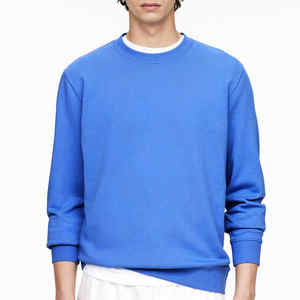 Sudadera de cuello redondo de gran tamaño mezclada de algodón personalizada de peso pesado ropa de calle de alta calidad para hombres forro polar de estampado sólido para invierno - Product Image 1