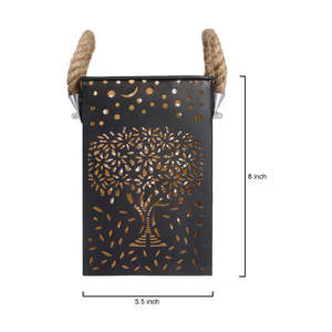 Vente en gros bougeoir votif en métal élégant avec poignée en corde de jute lanternes en bois pour la décoration de la maison pour les événements de Noël - Product Image 5