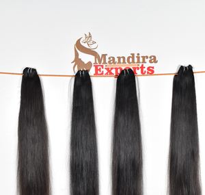 Extensiones de cabello humano de templo indio recto negro sedoso cutícula alineada cruda ninguno procesado químico onda natural virgen natural - Product Image 5