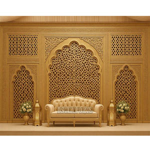 แผงไม้ออกงานสำหรับมุสลิม nikah แผงไม้ DST exports Sufi Night Setup ที่ดีที่สุดสไตล์ mughal กรอบไม้สักฉากหลังตกแต่งงานแต่งงาน - Product Image 1
