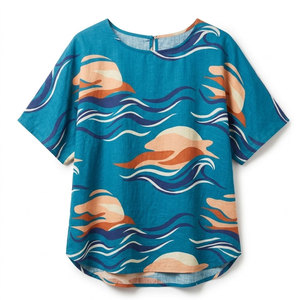 Chemise légère à manches courtes pour femme, style décontracté, idéale pour la plage, les vacances et les loisirs, collection mode estivale - Product Image 1