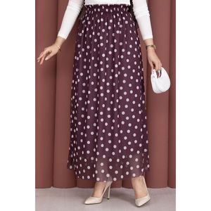 Summer Plain Straight <b>Skirt</b> <b>Elastic</b> Waist Polka Dot Chiffon Tulle Plum Breathable Digital Printed Made Spandex Knitted Fabric XS - Product Image 2