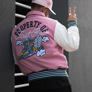 Veste personnalisée OEM pour hommes, blouson de baseball en chenille avec logo brodé, blousons universitaires Letterman en coton, grande taille - Product Image 4
