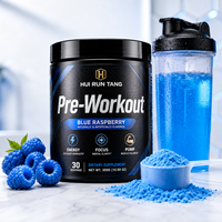 Suplemento Deportivo en Polvo Pre-Entrenamiento de Frambuesa Azul de Marca Privada OEM, Energía y Concentración, 30 Porciones