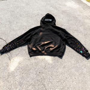 Sweat à capuche pour homme, best-seller, hiver, molleton épais, doublure polaire, manches longues, avec logo personnalisé et strass, en coton - Product Image 3