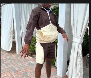 Conjunto de traje de chaqueta y pantalones cortos de dos piezas de poliéster de nailon de verano 2024 personalizado conjuntos de pantalones cortos de chándal cortavientos deportivos para hombres - Product Image 3