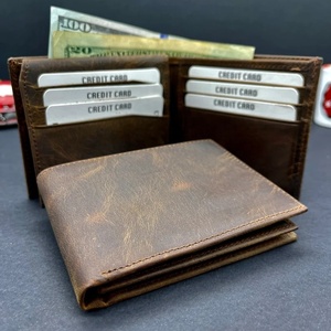 ขายดีกระเป๋าสตางค์หนังแท้ลาย Crazy Horse แท้สำหรับผู้ชายกระเป๋าสตางค์หนังสั่งทำสำหรับ LW-0193 - Product Image 1