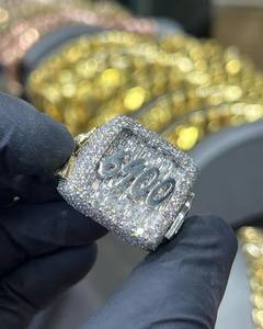 Anillo Cuadrado Personalizado con Letras, Estilo Iced Out, con Diamantes Moissanite VVS Brillantes, Anillo de Plata 925 para Uso Diario, Estilo Hip Hop - Product Image 4