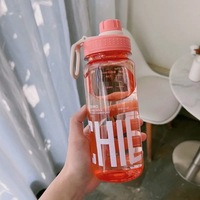 Bouteille d'eau de sport et de gym en plastique transparente de 600 ml, 800 ml, 1000 ml, avec échelle, pour l'extérieur