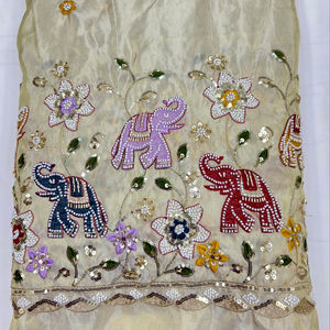 pure tissue viscose hand work fabric make to fancy dress material - Product Image 5