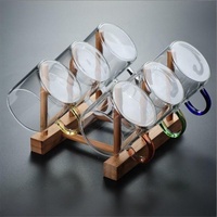 Poignée 6 couleurs Tasse en verre résistant à la chaleur incassable Durable Idéal pour le lait/la bière et l'utilisation quotidienne