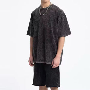 Ensemble short et t-shirt personnalisés Streetwear Vintage Acid Wash Sun Faded Boxy surdimensionné T-shirts ensembles pour hommes - Product Image 5