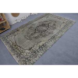 พรมปูพื้นขนาดใหญ่แบบตุรกีโบราณสีเขียวขนแกะ5x8.3ฟุตลายเย็บปะด้านหลังทำจากยางสำหรับห้องวัยรุ่น - Product Image 2