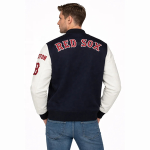 Veste universitaire pour homme avec logo brodé, col rabattu, vêtement d'extérieur décontracté - Product Image 2