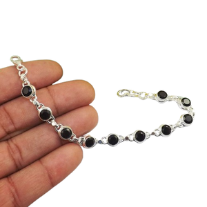 Solid 925 Sterling Silver Bracelet Handmade <b>Fine</b> Silver Jewelry with Black Onyx Gemstone Gold Plated Wedding Gift - Product Image 1