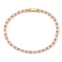 Pulseras de Moda Hip Hop Laminadas en Latón Dorado Vintage, con Circonitas Cúbicas Coloridas, Chapadas en Oro de 18K, En Perle