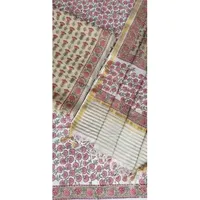 Salwar Kameez 3 pièces non cousues en coton Chanderi avec dupatta, broderies lourdes, tenue de soirée ethnique indienne, nettoyage à sec, rose/gris, toutes tailles