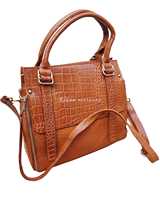 Fournisseurs de sacs à main en cuir véritable à motif crocodile, marron naturel et imperméable, fabriqués sur mesure, pour femmes