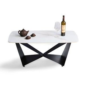 <b>Stone</b> Top Coffee Table with Powder-Coated Iron Frame Elegant End Table for Living Room Entry or Dining Home Furniture-TT68192 - Product Image 1