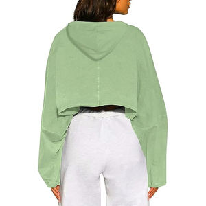 Gran oferta 2025 Sudadera corta con capucha para Mujer | Jersey de ropa de calle con logotipo personalizado para gimnasio, ropa deportiva, ropa deportiva y compradores de ropa al por mayor - Product Image 2