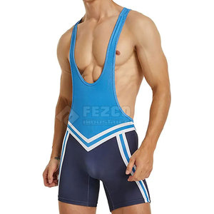 Fezco Industries FI-2006 OEM Customized 100% Polyester Breathable Plus Size Wrestling <b>Bib</b> New Design Sportswear Singlet 220g - Product Image 4