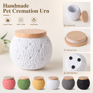 Guci Semen Rustic untuk Abu Jenazah Anjing dan Kucing, Wadah Kenangan Kremasi Buatan Tangan dengan Cincin Penyegel - Product Image 1