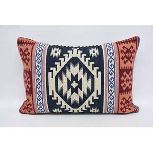 Navy Blue 20x28 Inch Wool <b>Pillow</b> Traditional Geometric Pattern Woven Embroidered Printed <b>Waterproof</b> Vintage Christmas Style - Product Image 5
