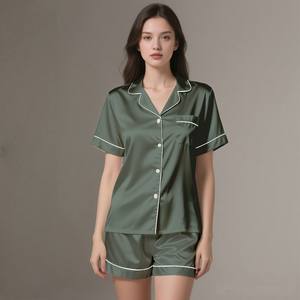 Conjunto de Pijama de Seda Satén Transpirable de Lujo para Mujer, Ropa de Dormir Suave, Elegante, para Verano y Primavera, Personalizable - Product Image 2