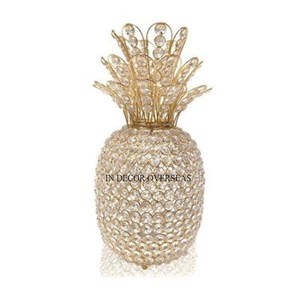 Nouvellement arrivée Top qualité métal plaqué or Base et cristal clair perlé bougeoir porte-bâton Table pièce maîtresse et décoration - Product Image 2