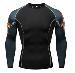 Alta calidad al por mayor Plain Jiu Jitsu Fitness Swim camisas impresas manga larga MMA para hombres Bjj Rash Guard OEM - Product Image 2