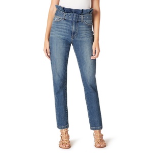 Jeans Sam Edelman da Donna Dani Distressed Paperbag a Vita Alta e Gamba Dritta in Denim Blu Taglia 24 - Lavabili - Product Image 1