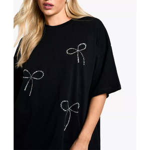 Conjunto de Camiseta de Punto de Manga Corta Informal para Mujer, Diseño Más Reciente de 2025, Teñido Liso, Transpirable, de Secado Rápido, Poliéster/Algodón, Top de Verano - Product Image 1