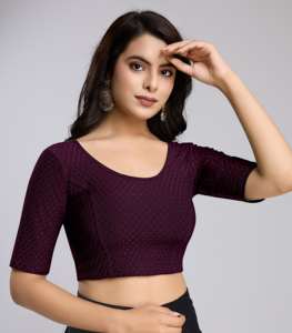 Blusa Informal de Mujer Trendmalls con Cuello de Lazo, Tejido Dobby de Algodón con Elastano Elástico, Lista para Usar (B01-Violeta) - Product Image 4