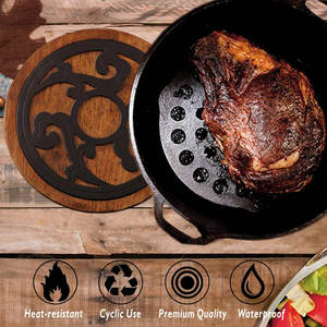 Posavasos de madera de nogal de gran tamaño con marco de metal Accesorios de cocina para cocinas y otros productos de cocina de metal - Product Image 1