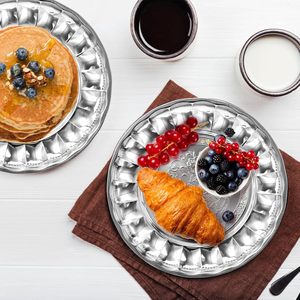 Paquete de platos redondos de acero inoxidable, plato de cena grande de 12 pulgadas para comer, plato de cargador de acero inoxidable para niños, servicio Vintage - Product Image 5