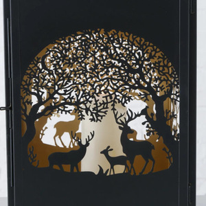 Handmade <b>Moroccan</b> Black Gold Antilope Cutout Design Metal Candle <b>Lanterns</b> Christmas Decorative Pillar Holder Jars for Home - Product Image 3