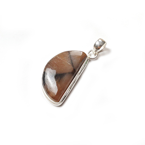 Chiastolite Unique Demi-Lune Forme Gemme Pendentif En Argent Bijoux - Product Image 5