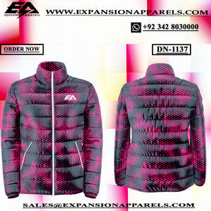 Chaqueta acolchada de burbujas con bloque de color de dos tonos personalizada, totalmente sublimada, impermeable, a prueba de viento, cálida para invierno, estilo informal - Product Image 5