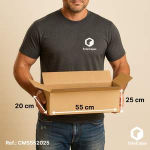 Economical and Functional 55x20x25 cm <b>Brown</b> Corrugated Board Cardboard <b>Box</b> with Flaps Without Handles for Shipping and Storage - Product Image 3