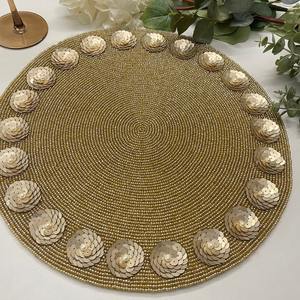 แผ่นรองจานปักลายดอกไม้หรูหรา ขนาด 14 นิ้ว ขายดี งานปักลูกปัด ดีไซน์ดอกไม้ตามสั่ง เป็นมิตรกับสิ่งแวดล้อม ตกแต่งโต๊ะอาหารที่บ้าน งานปาร์ตี้คริสต์มาส ราคาประหยัด - Product Image 1