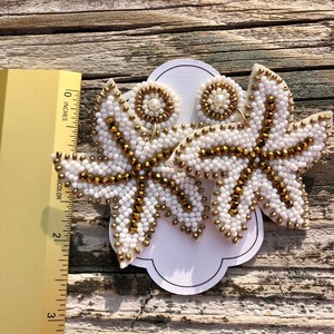 Pendientes de cuentas de semillas hechos a mano de la mejor calidad, ligeros, de forma ovalada, estilo budista, HUSSAIN CRAFTS, bordados de moda duraderos - Product Image 6