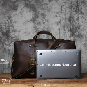 Sac de voyage pliable en cuir véritable avec fermeture éclair étanche, sangle réglable, durable et portable pour les voyages - Product Image 5