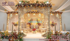 Luxe Maharani mariage Mandap décoration glamour fleur décoration mariage indien Mandap grand mariage Jali pilier Mandap USA - Product Image 4