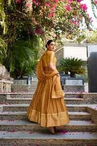 Classy Art Silk Lehenga Heavy <strong>Lace</strong> Border Dori Sequins Stonework Light <strong>Pink</strong> Floral Digital Print Great Style Wedding <strong>Dress</strong> - Product Image 3